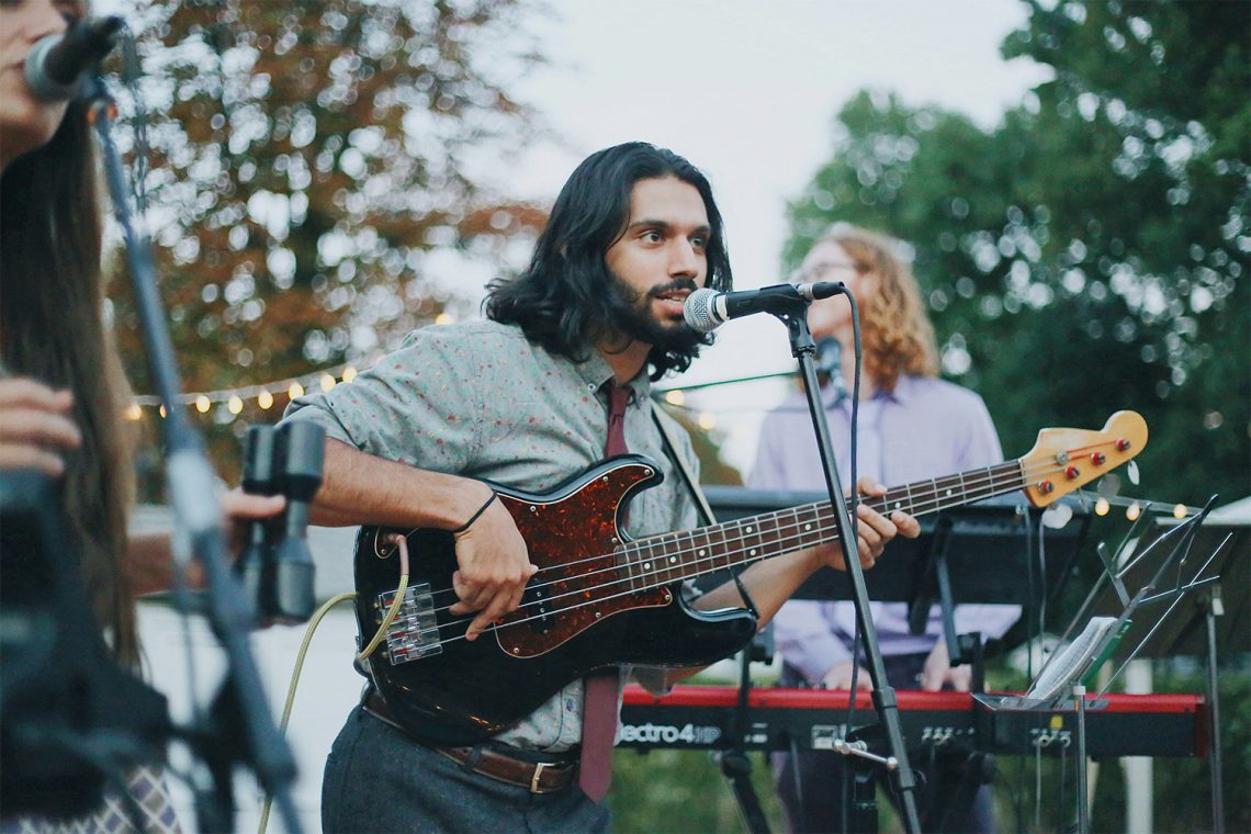 Bassist performing at a wedding